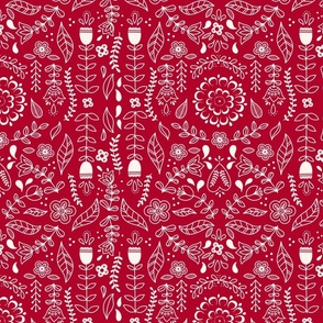 Red Folk Art Florals 