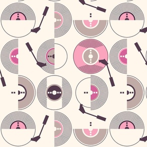 M - Playing a vinyl record - light pink