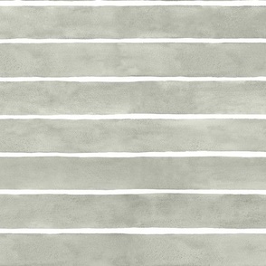 Evergreen Fog Broad Horizontal Stripes - Medium Scale - Watercolor Textured Green Gray Grey 96998C
