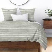 Evergreen Fog Broad Horizontal Stripes - Large Scale - Watercolor Textured Green Gray Grey 96998C