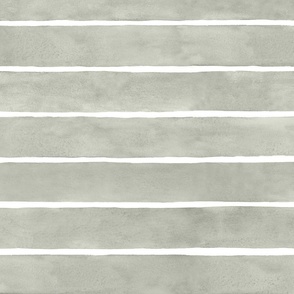 Evergreen Fog Broad Horizontal Stripes - Large Scale - Watercolor Textured Green Gray Grey 96998C