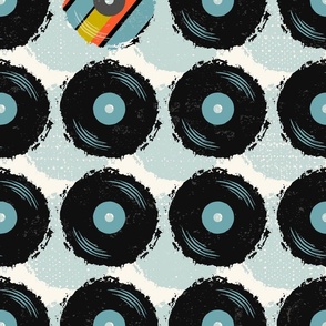 Vinyl Records with Mulit_Stripe Pop - Sky Blue with Multi Stripe - Large