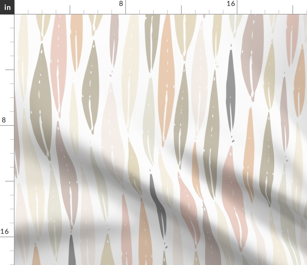 autumn botanicals - neutral palm leaves on white - leaves fabric