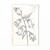 Vintage Bell Flower Sketch - Tea Towel / Wall Hanging