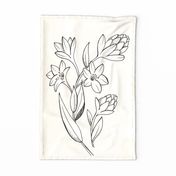 Vintage Tuberose Sketch - Tea Towel / Wall Hanging