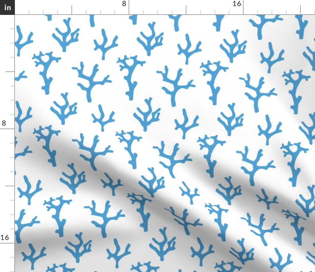 Coral Branch, Turquoise Blue & White