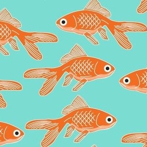 goldfish on teal