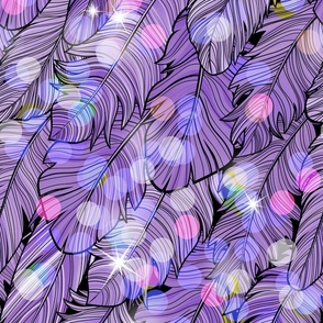 Glam Feather Boa- 70s Retro Purple Feathers-Mardi Grass- Glamorous Disco Party- Sparkly 