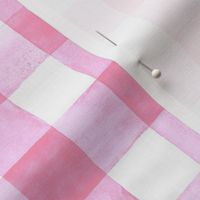 Carnation Pink Watercolor Gingham Buffalo Plaid - Medium Scale - Painted Checkers