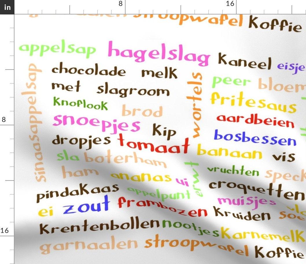 Dutch food words (colour) - tea towel