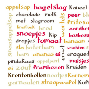 Dutch food words (Retro) - tea towel