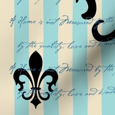 Fleur de Lis Stripe Blue with Text