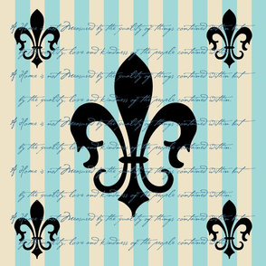 Fleur de Lis Stripe Blue with Text