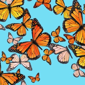 medium-Scattered Monarch Migration-blue background