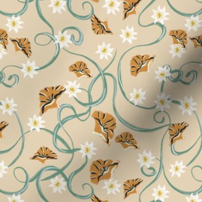 Art Nouveau Florals in Yellow and White - Liberty Style Botanical 