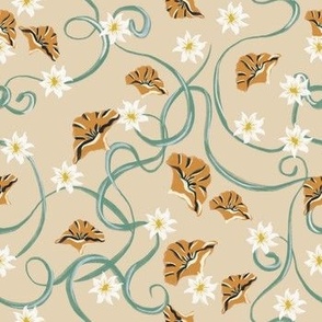 Art Nouveau Florals in Yellow and White - Liberty Style Botanical 