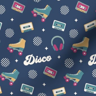 Retro disco groovy rollers cassette headphones
