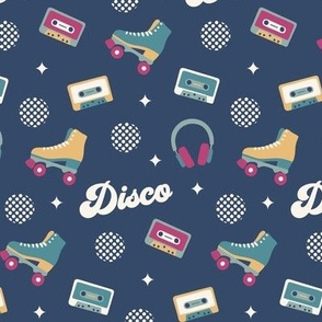 Retro disco groovy rollers cassette headphones