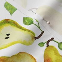 Ripe Pears And Slices Watercolor