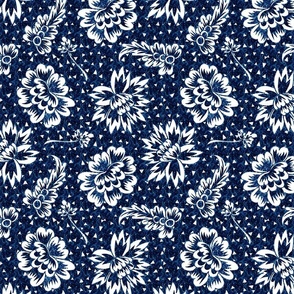 Indigo Blue Floral - 10 Inches