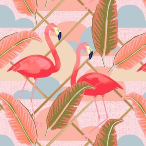 Vintage inspired flamingos pale