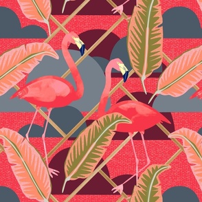 Vintage inspired flamingos red