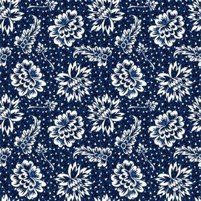 Indigo Blue Floral - 4 inches