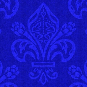 Royal Blue Floral Fleur de Lys