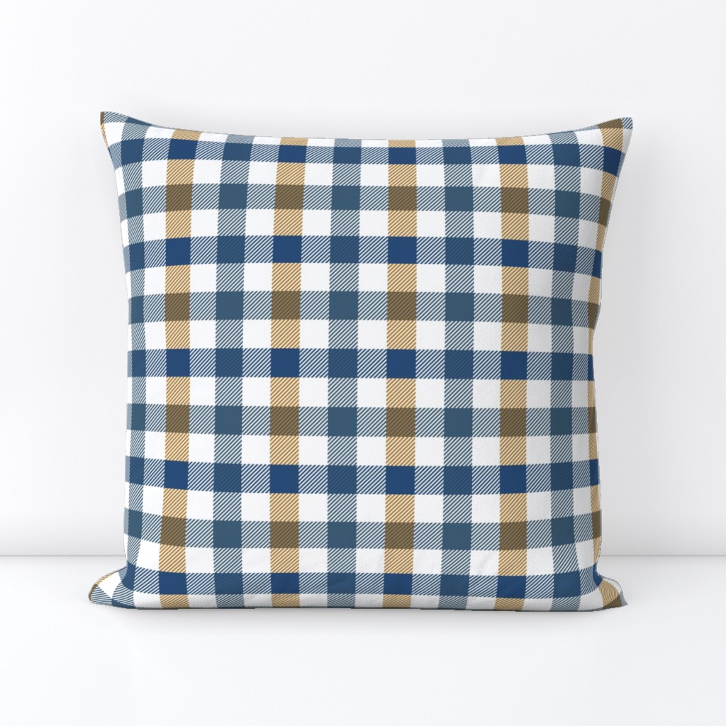 Abstract blue yellow brown gingham check plaid
