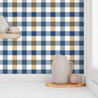 Abstract blue yellow brown gingham check plaid