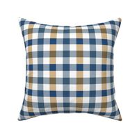 Abstract blue yellow brown gingham check plaid