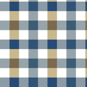 Abstract blue yellow brown gingham check plaid