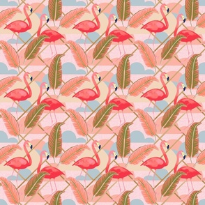 Vintage inspired flamingos pale small