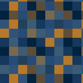Abstract yellow brown cubes check plaid