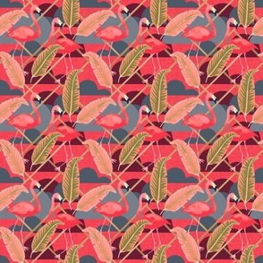Vintage inspired flamingos red small
