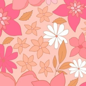 Retro Floral Wildflowers XL - Pink