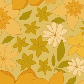 Retro Floral Wildflowers XL - Yellow
