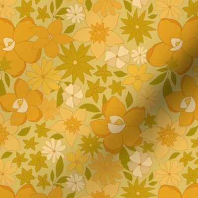 Retro Floral Wildflowers - Yellow