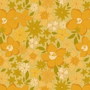 Retro Floral Wildflowers - Yellow