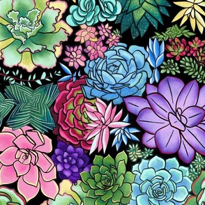 Showy Succulent Plant Pattern - Large Scale