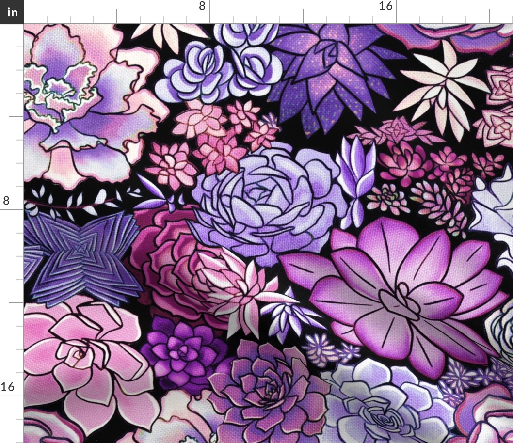 Periwinkle Purple Succulent Plant Pattern - Large Version 