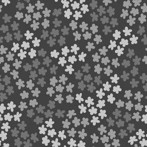 floral clusters monotone grey