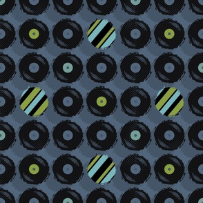 Vinyl Records - Dark Blue with Multi-Stripe - Large