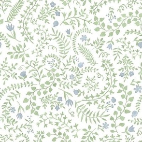 Veronica Soft Blue and Green on White 