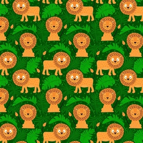 lion jungle green orange (folkart style) 6,75inch