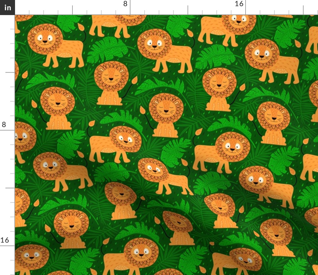 lion jungle green orange (folkart style) 6,75inch