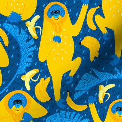 orangutan jungle blue yellow folkart 12inch