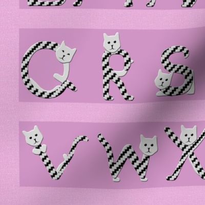 Cat Body Language Alphabet Black and White on Pink