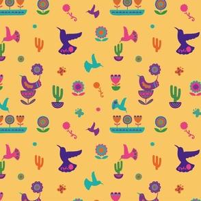 Hummingbird & cactus fiesta - yellow