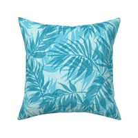 Vintage Palms Hawaiian Tropical Design- Aqua Blue